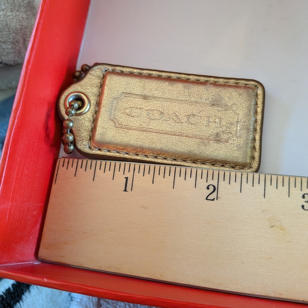 Coach Metallic Gold Leather Tag Key‎ Fob